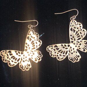 Filigree Butterfly Dangle Earrings – Lightweight Boho Chic Cutout Jewelry